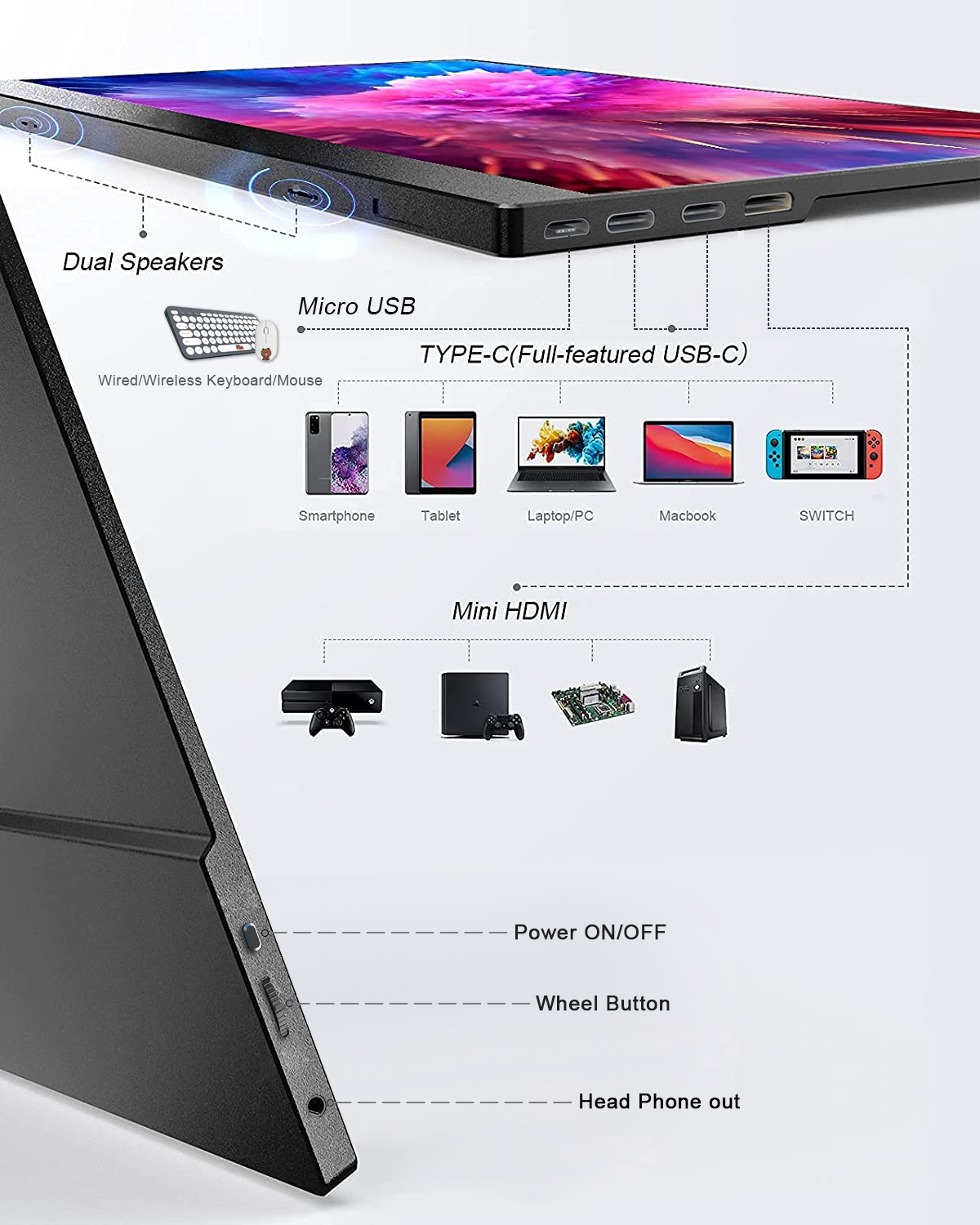15.8 inch 1080p mini HDMI portable monitor supplier